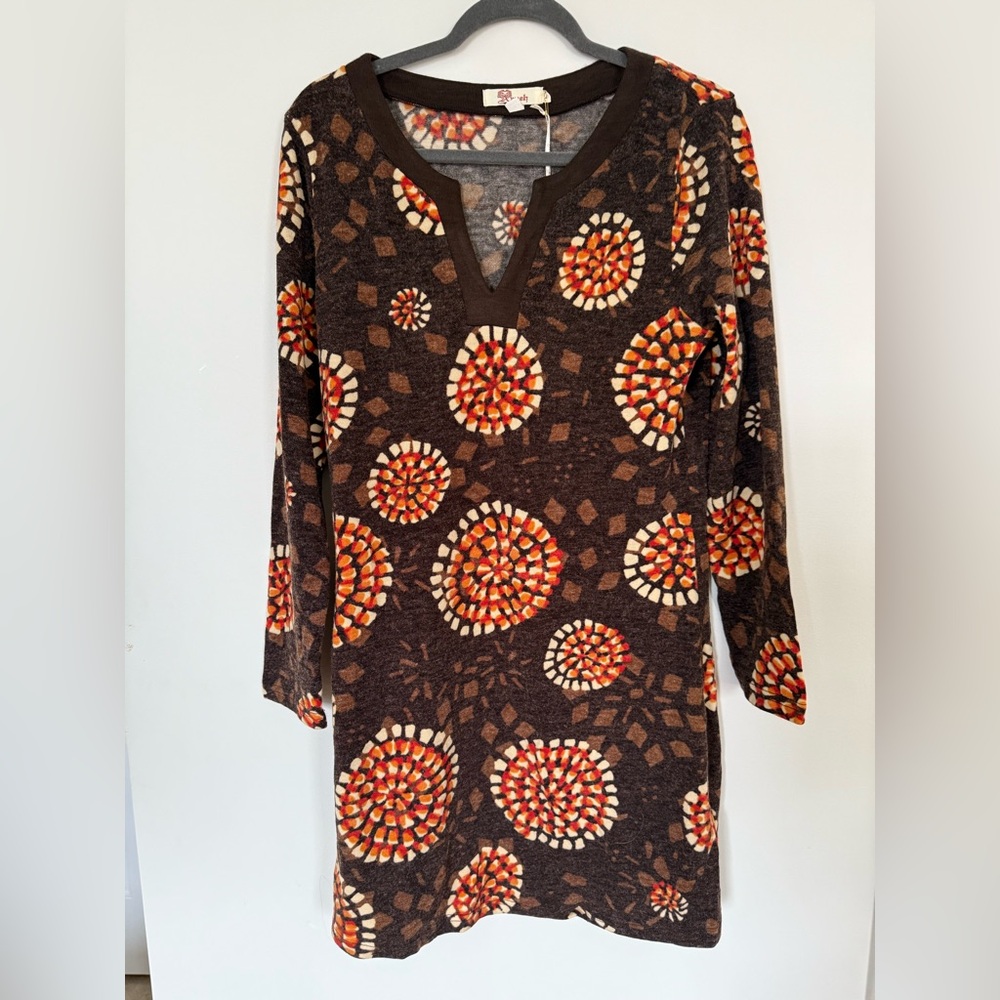 Brown and Orange Patterned Dress